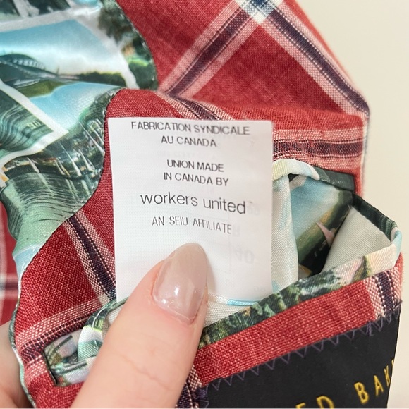 Ted Baker Endurance Linen Windowpane Check Plaid Linen Blazer Red Size 40R - Picture 13 of 13